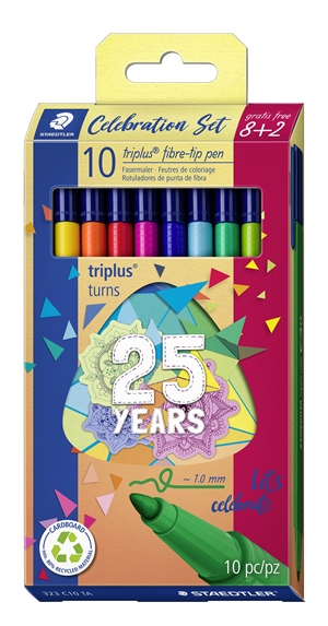 Staedtler Fiberpen Triplus Color 1,0 25 Jahre Sortiment (8+2)